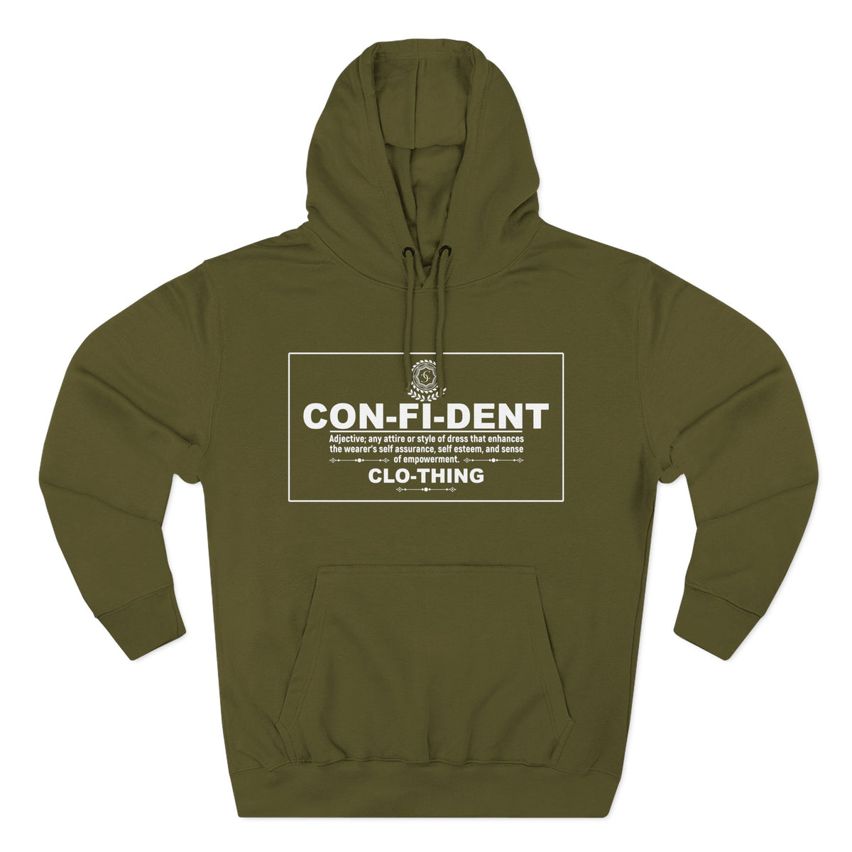 0.2 Confident Clothing Casual CON-FI-DENT Clothing Statement Fleece Hoodie