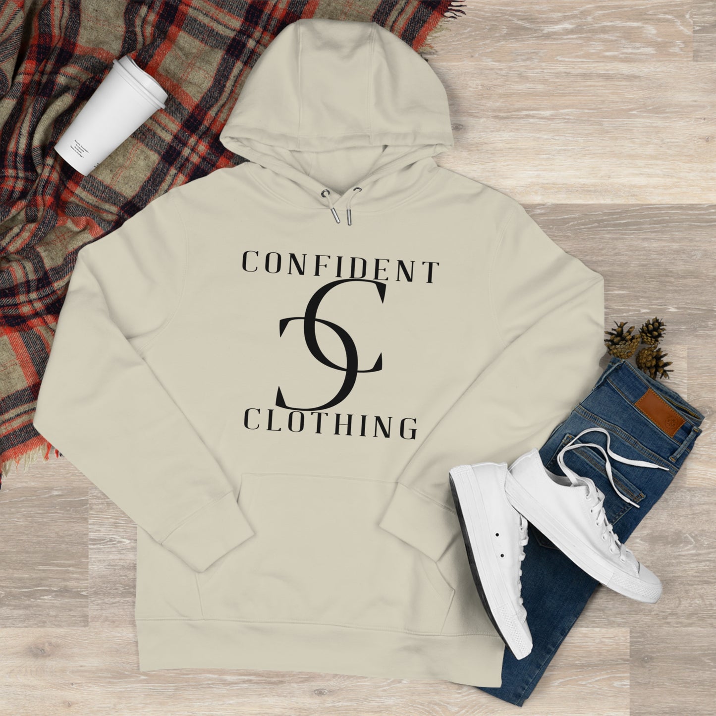 (hoodie unisex) multi-color Confident Clothing Luxury Hooded Sweatshirt (big cc black logo)