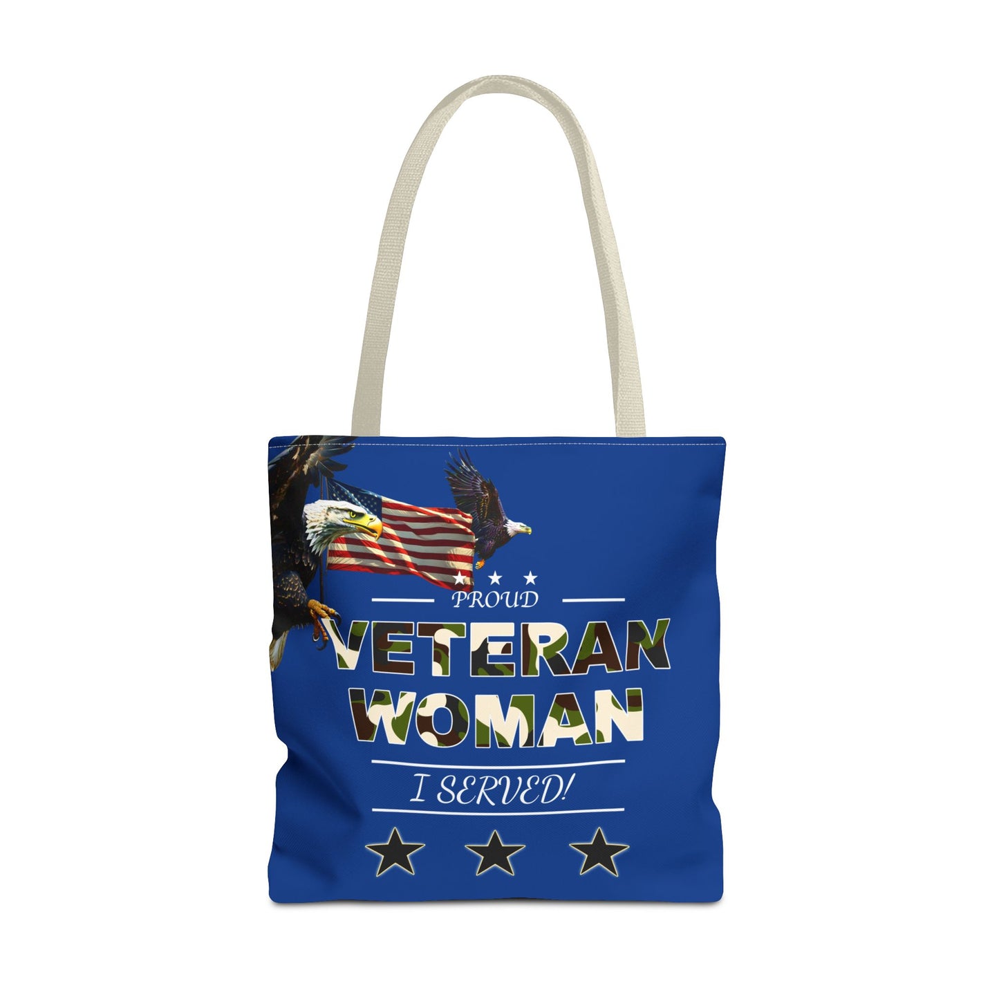 Proud Veteran Woman Tote Bag (Royal Blue)