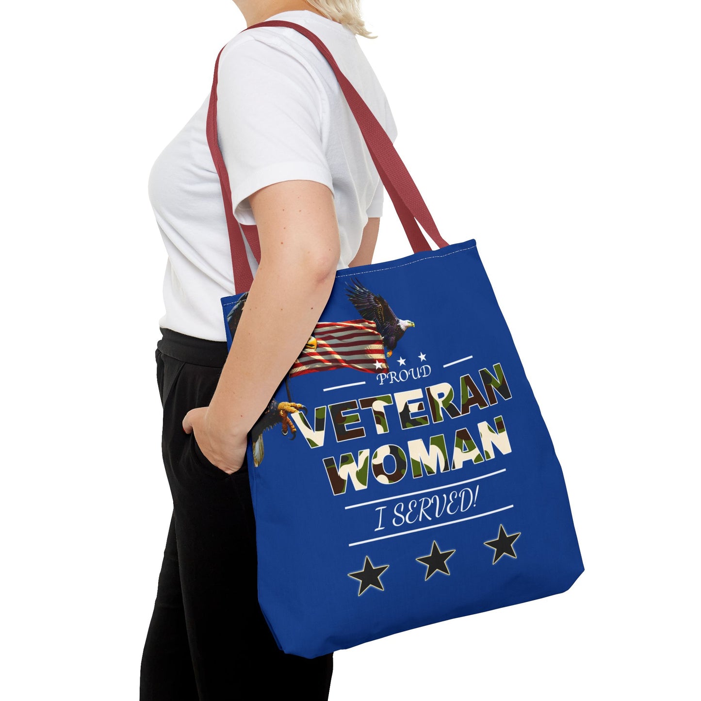 Proud Veteran Woman Tote Bag (Royal Blue)