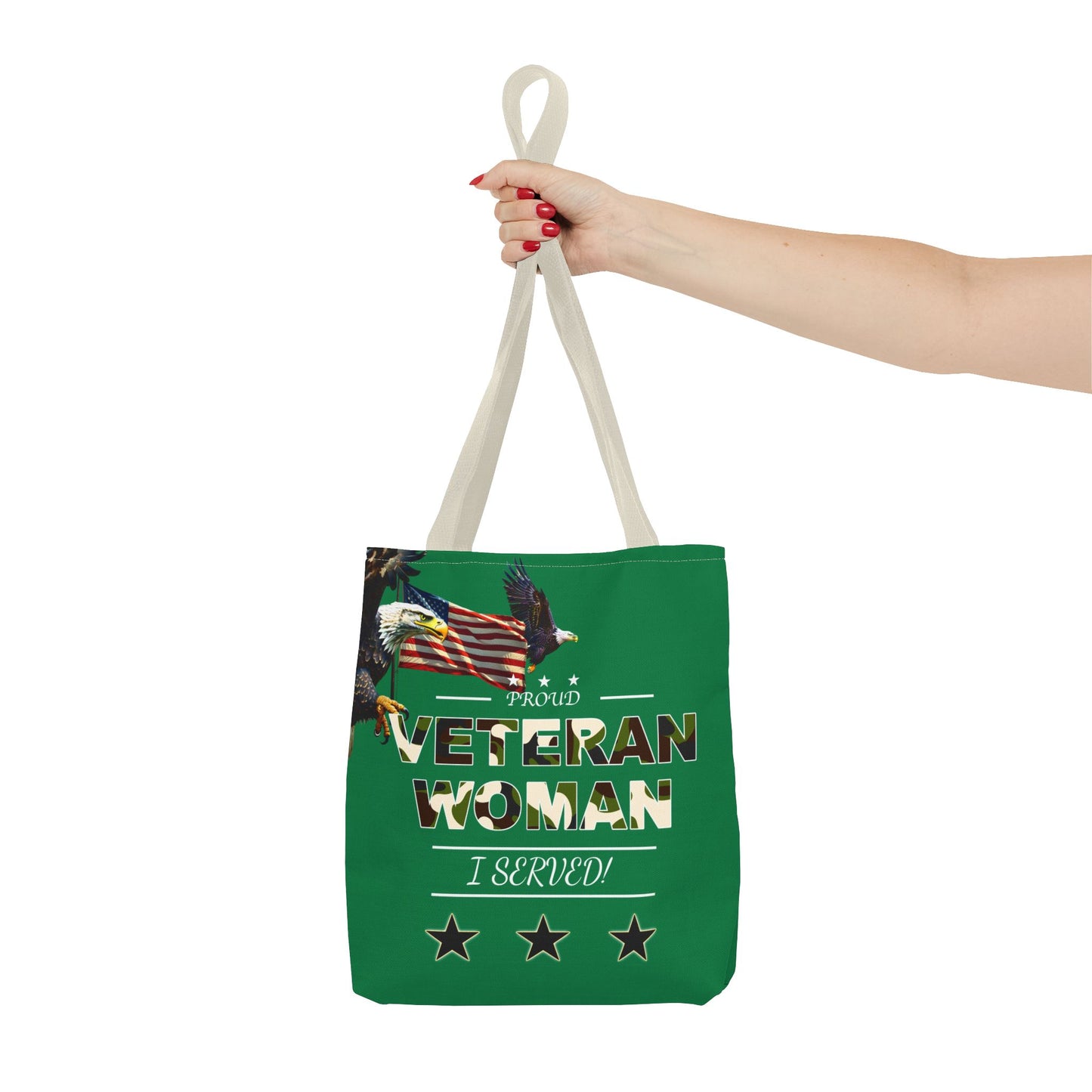 Proud Veteran Woman Tote Bag (Green)