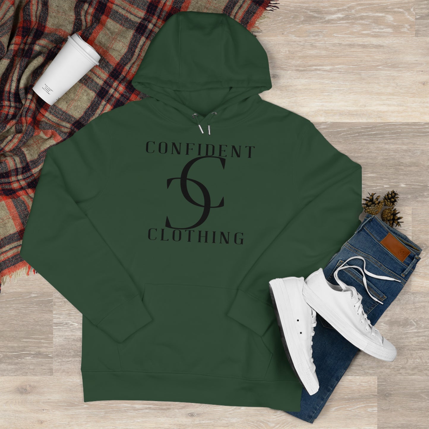 (hoodie unisex) multi-color Confident Clothing Luxury Hooded Sweatshirt (big cc black logo)