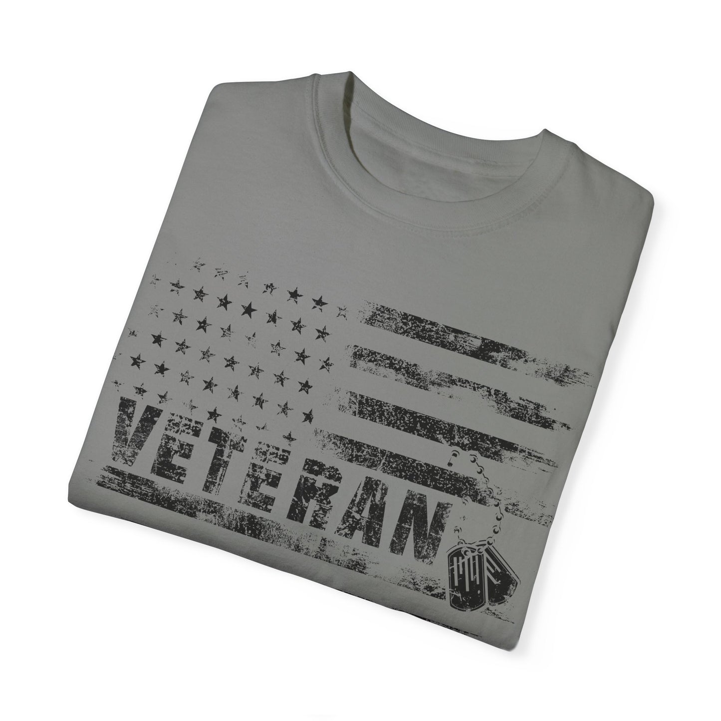 Veteran 1 Unisex Garment-Dyed T-shirt (white) black logo