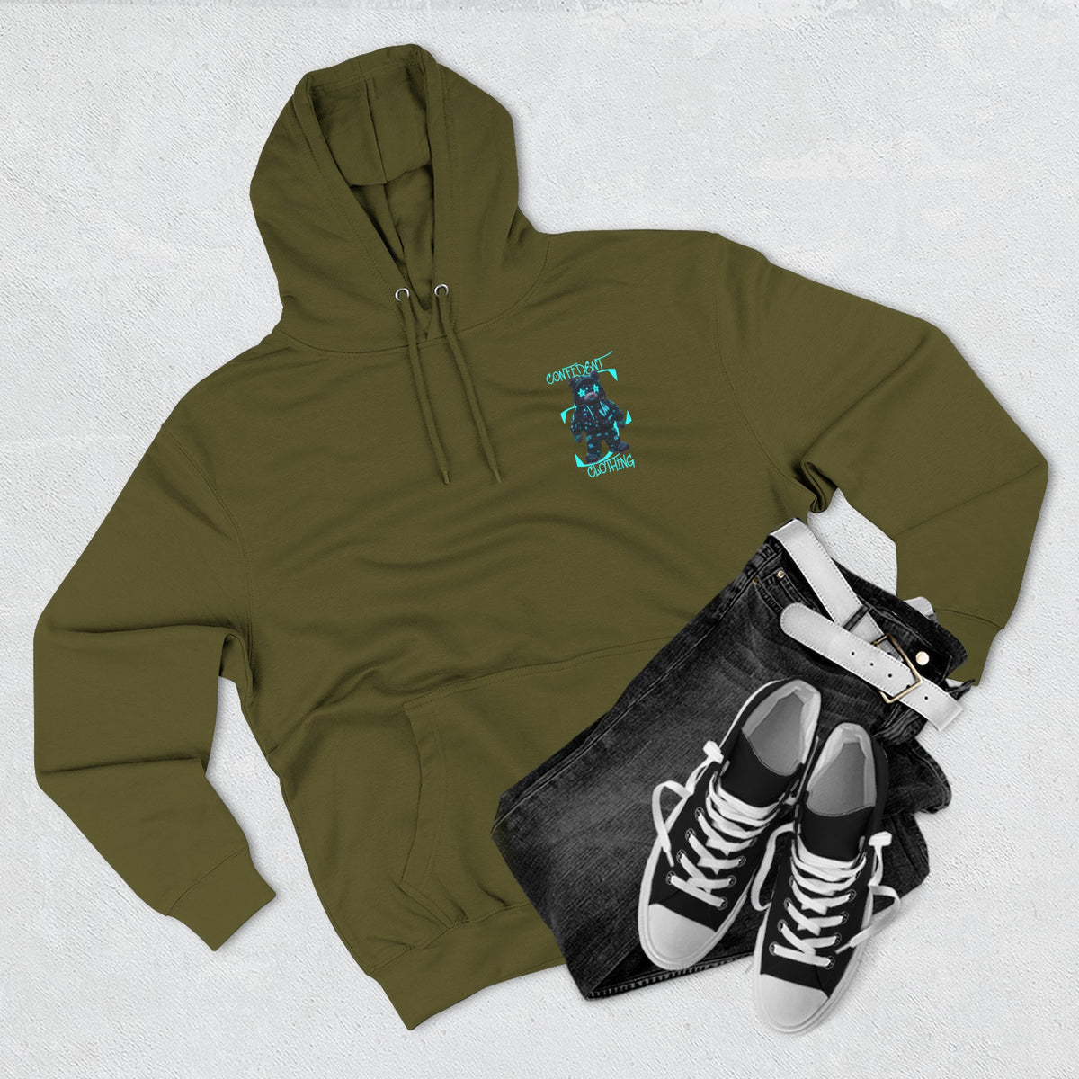 0.12 Confident Clothing Superstar Bear Graphic Fleece Hoodie