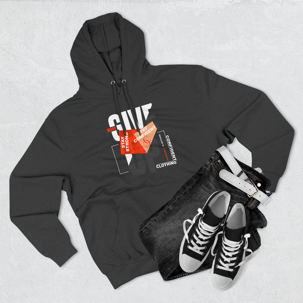 1.1 Confident Clothing Never Give Up Graphic Fleece Hoodie
