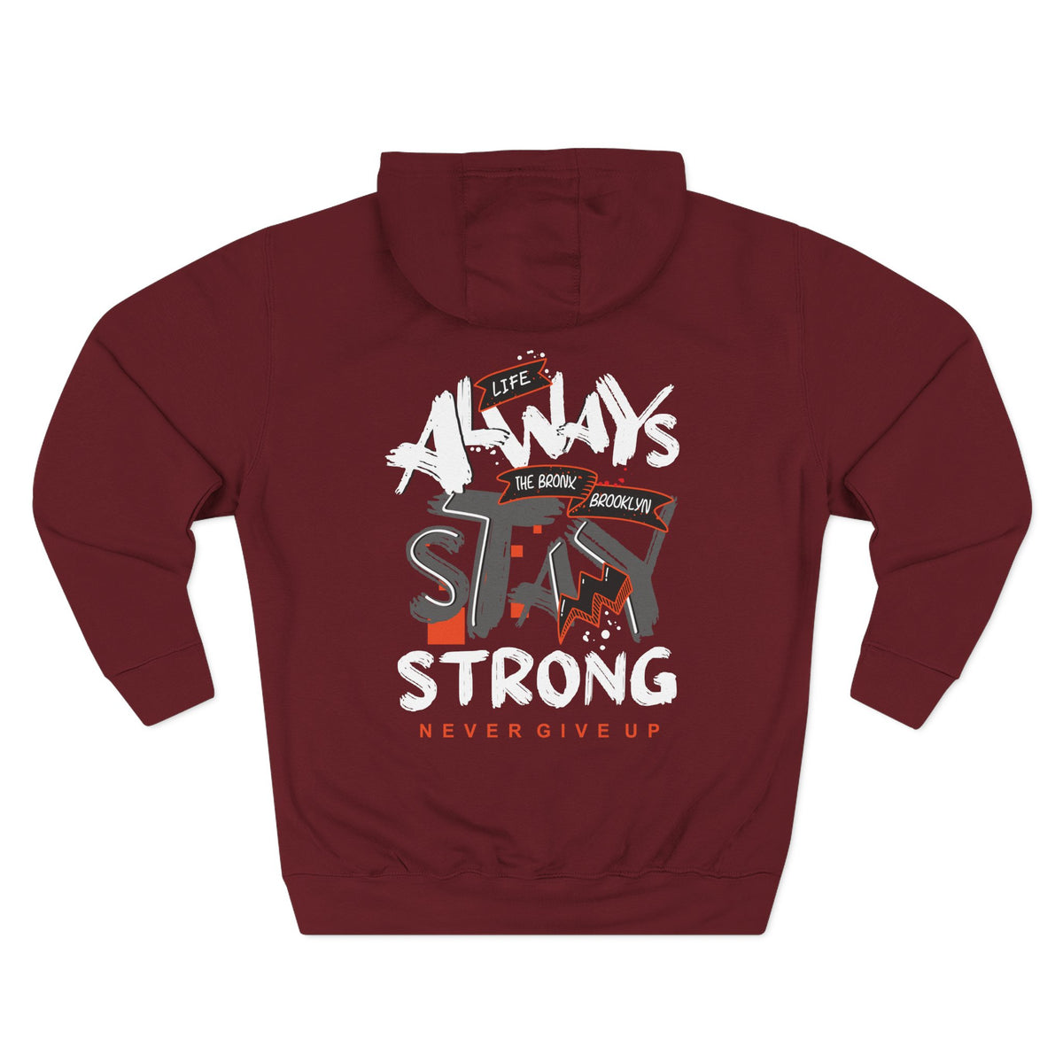 1.3 Confident Clothing Never Give Up Inspirational Fleece Hoodie