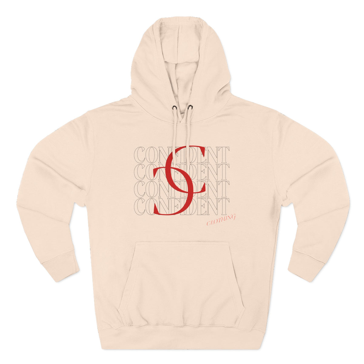 0.1 Confident Clothing Casual Minimalist Red Letter Graphic Fleece Hoodie
