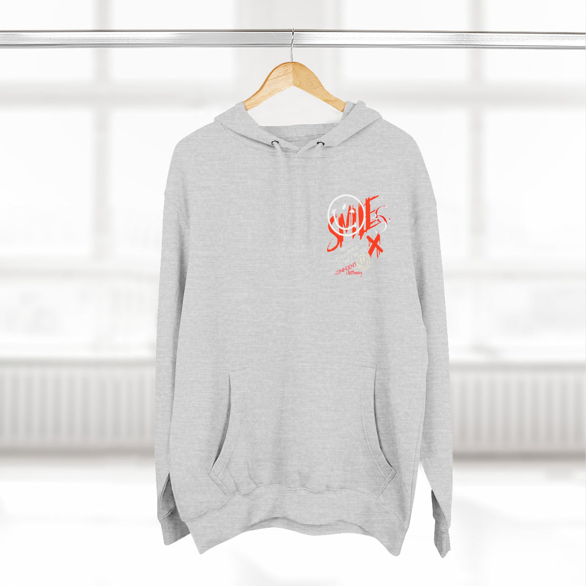 1.5 Confident Clothing Graffiti Hoodie – White “SMILE” Graphic