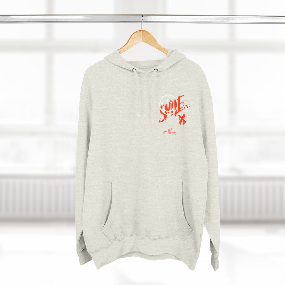 1.5 Confident Clothing Graffiti Hoodie – White “SMILE” Graphic