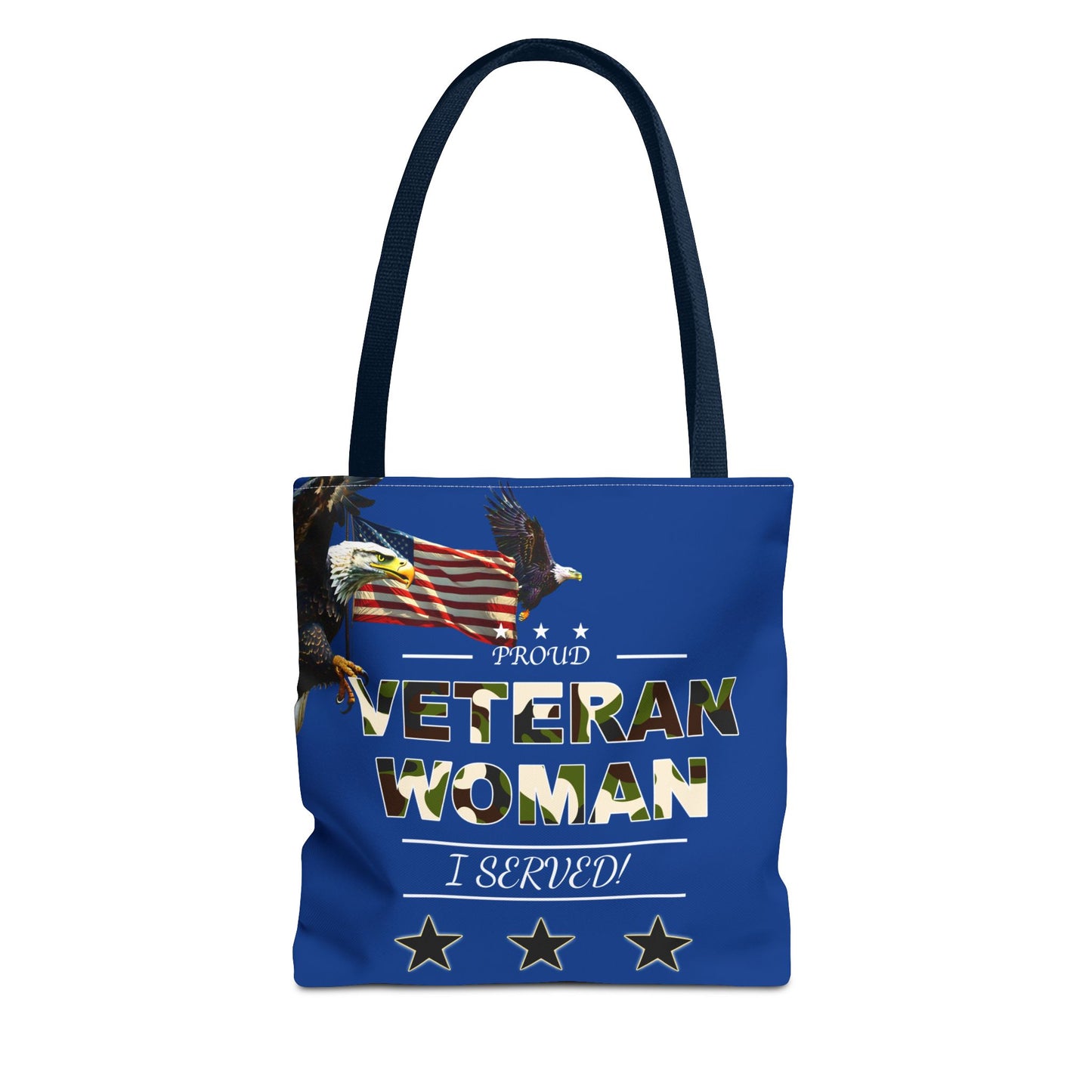 Proud Veteran Woman Tote Bag (Royal Blue)