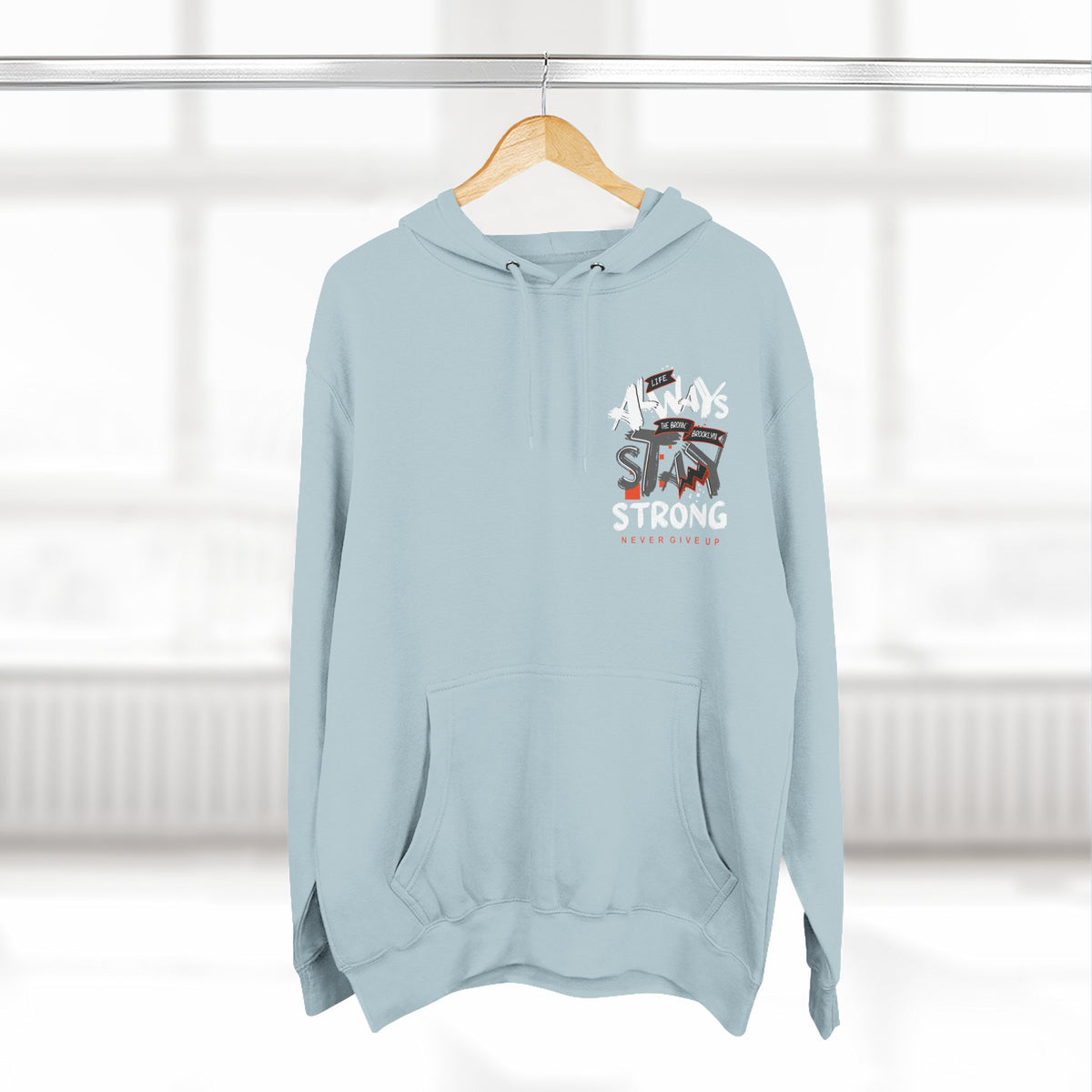 1.3 Confident Clothing Never Give Up Inspirational Fleece Hoodie