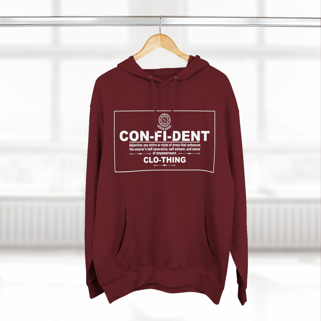 0.2 Confident Clothing Casual CON-FI-DENT Clothing Statement Fleece Hoodie