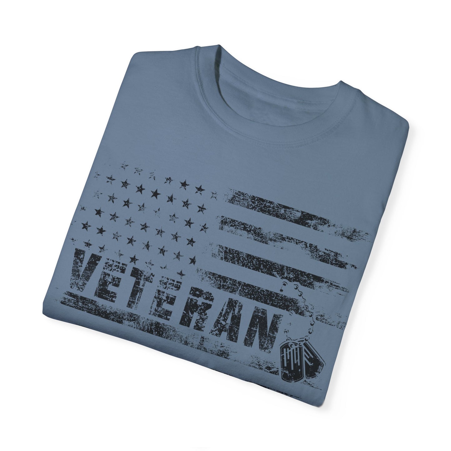 Veteran 1 Unisex Garment-Dyed T-shirt (white) black logo