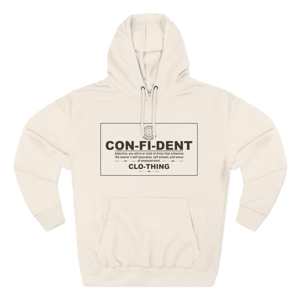 0.2 Confident Clothing Casual CON-FI-DENT Clothing Statement Fleece Hoodie
