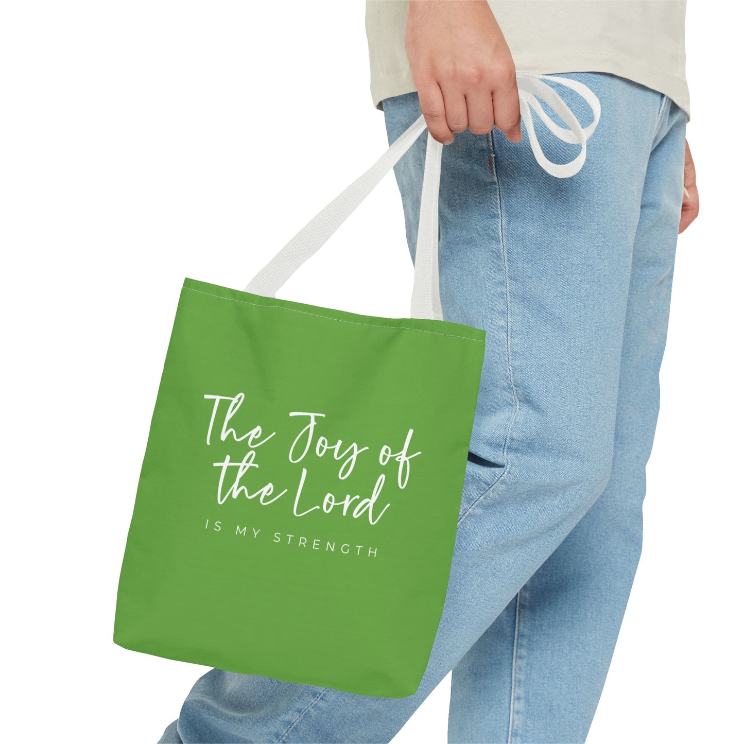 The Joy of the Lord is my Strength Tote Bag (kiwi green)