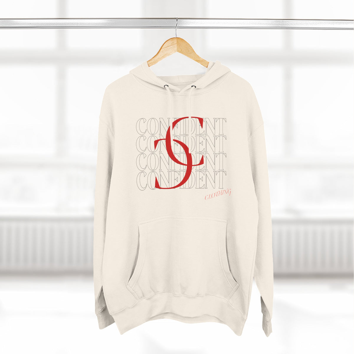 0.1 Confident Clothing Casual Minimalist Red Letter Graphic Fleece Hoodie