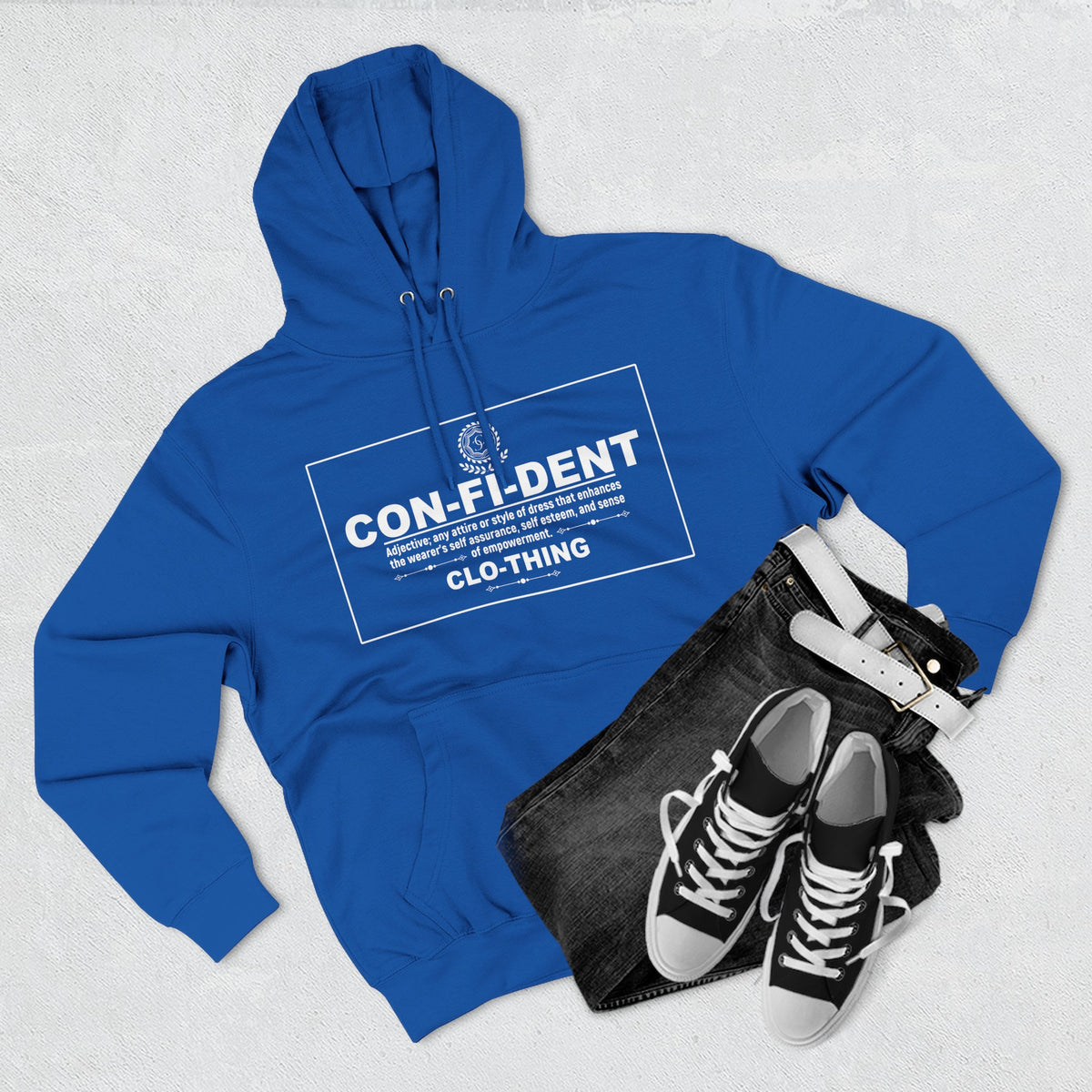 0.2 Confident Clothing Casual CON-FI-DENT Clothing Statement Fleece Hoodie