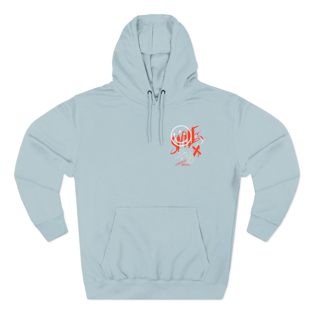 1.5 Confident Clothing Graffiti Hoodie – White “SMILE” Graphic