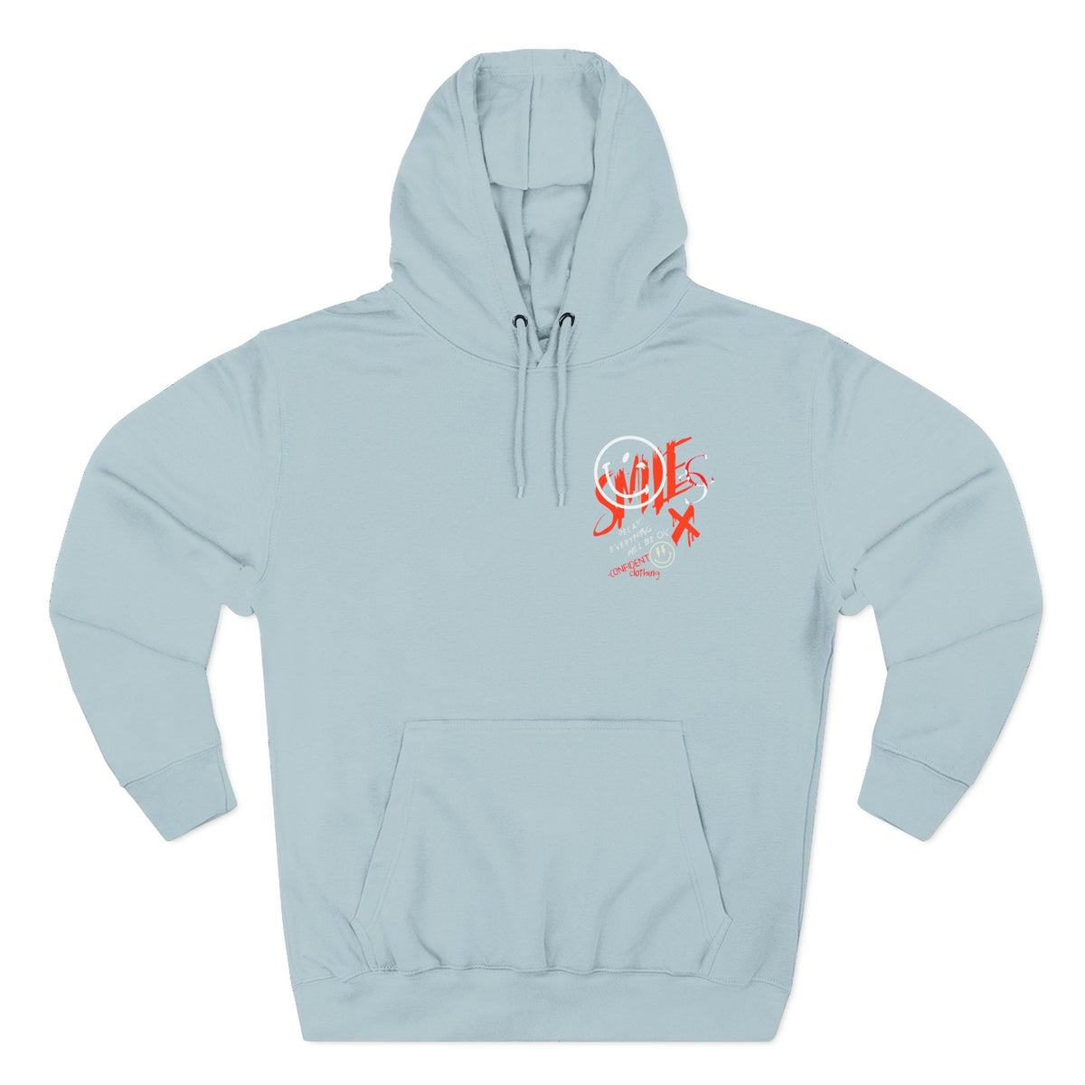 1.5 Confident Clothing Graffiti Hoodie – White “SMILE” Graphic