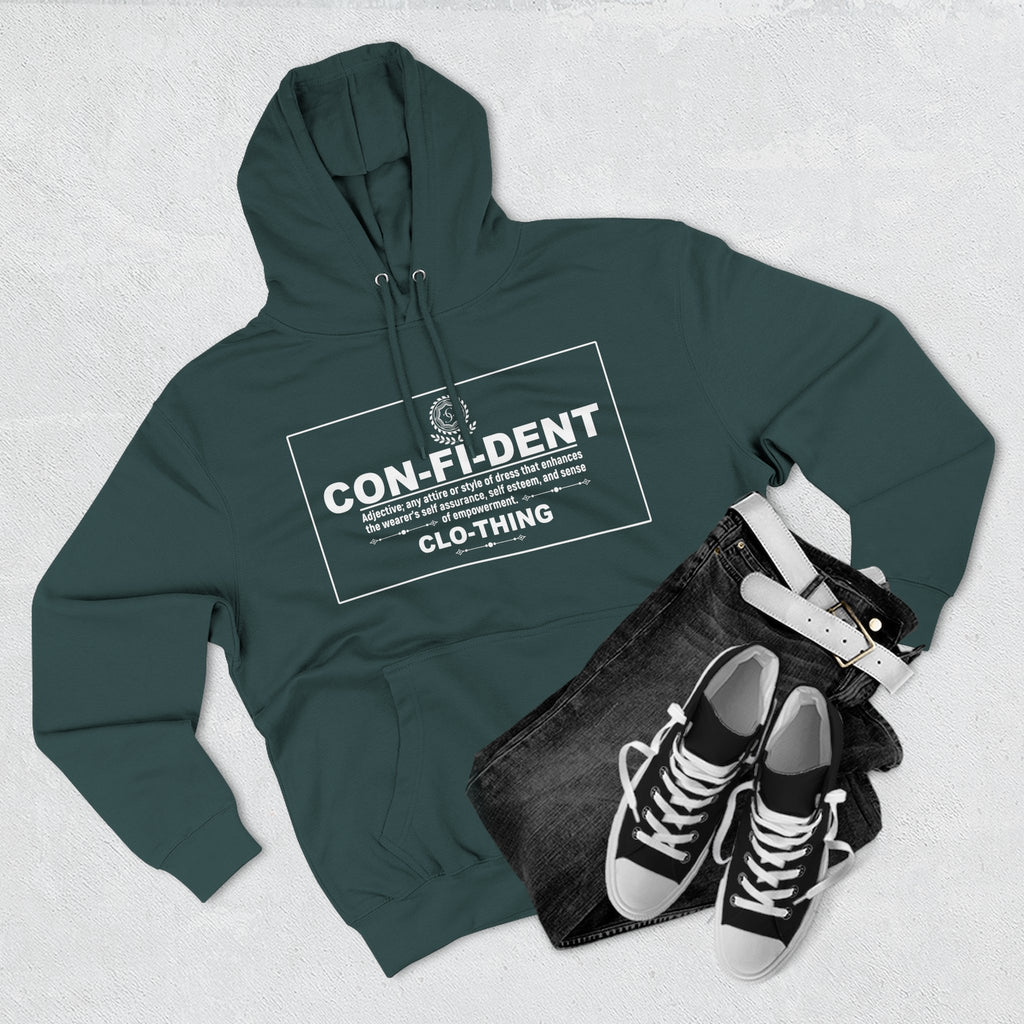 0.2 Confident Clothing Casual CON-FI-DENT Clothing Statement Fleece Hoodie