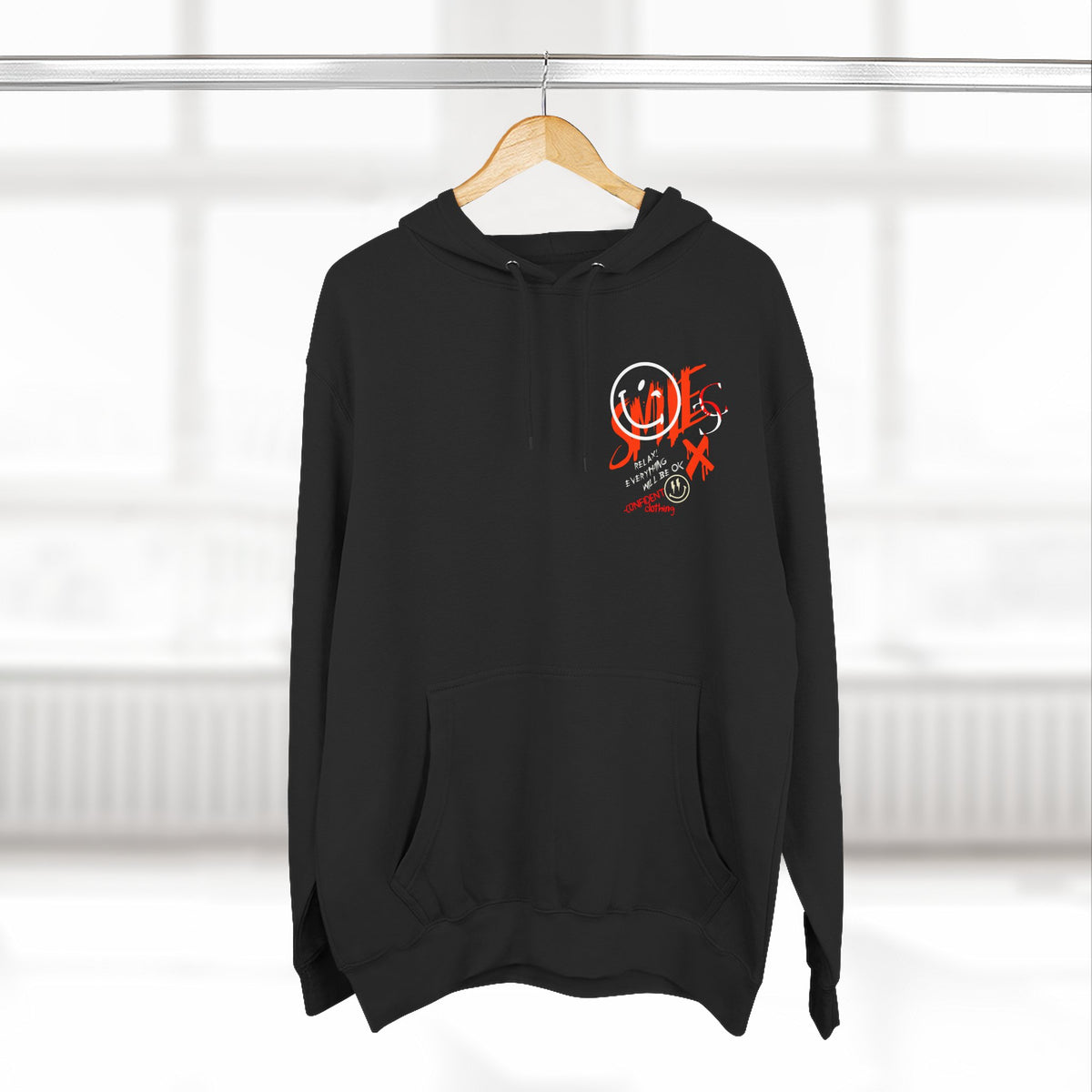 1.5 Confident Clothing Graffiti Hoodie – White “SMILE” Graphic