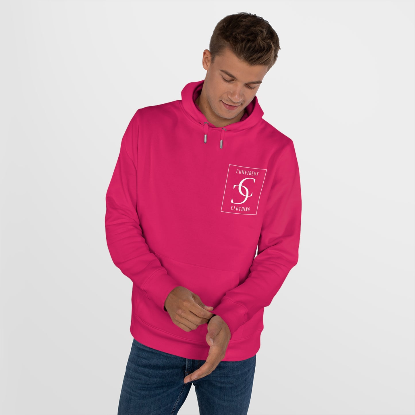 (hoodie unisex) multi-color Confident Clothing Luxury Hooded Sweatshirt (big cc white logo on back)