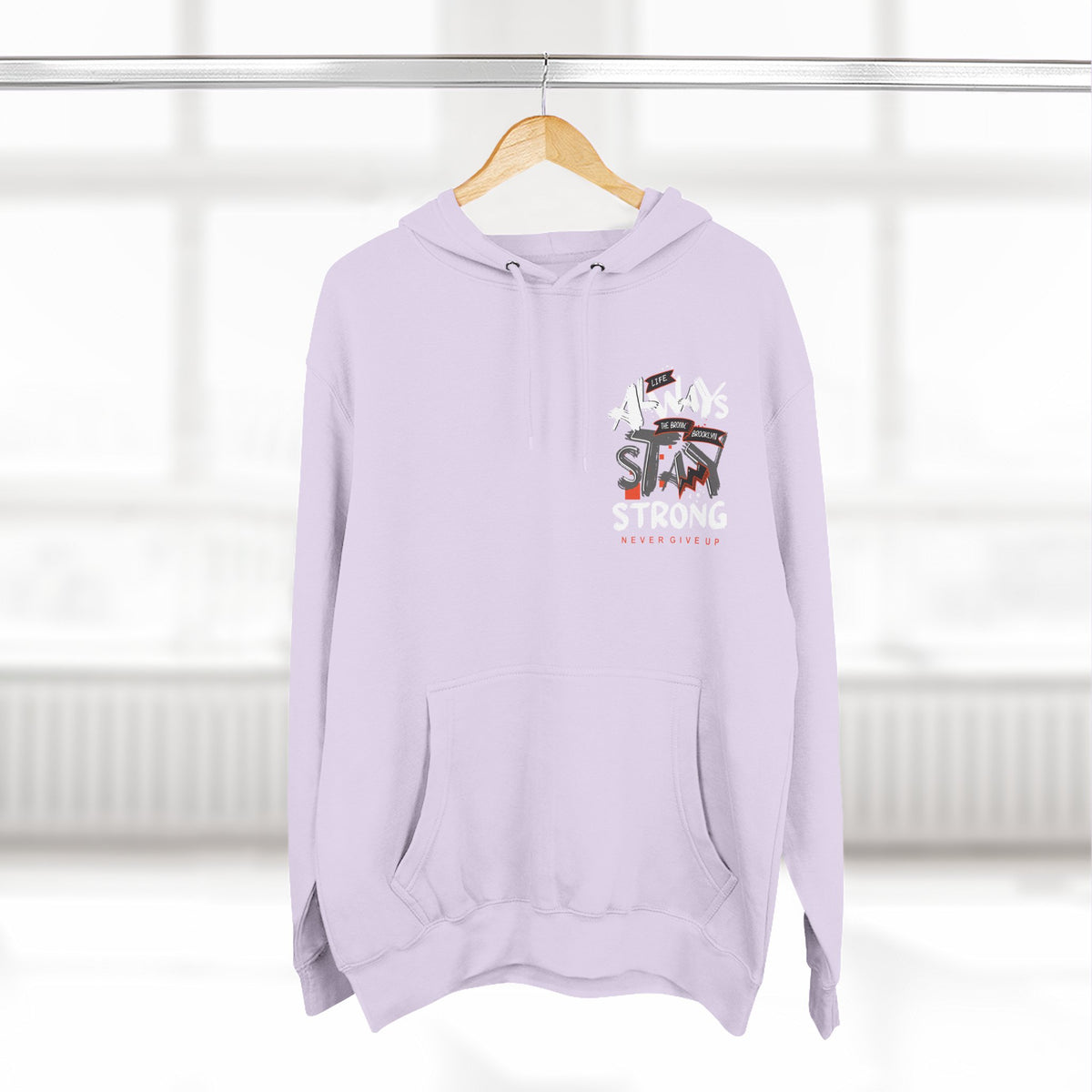 1.3 Confident Clothing Never Give Up Inspirational Fleece Hoodie