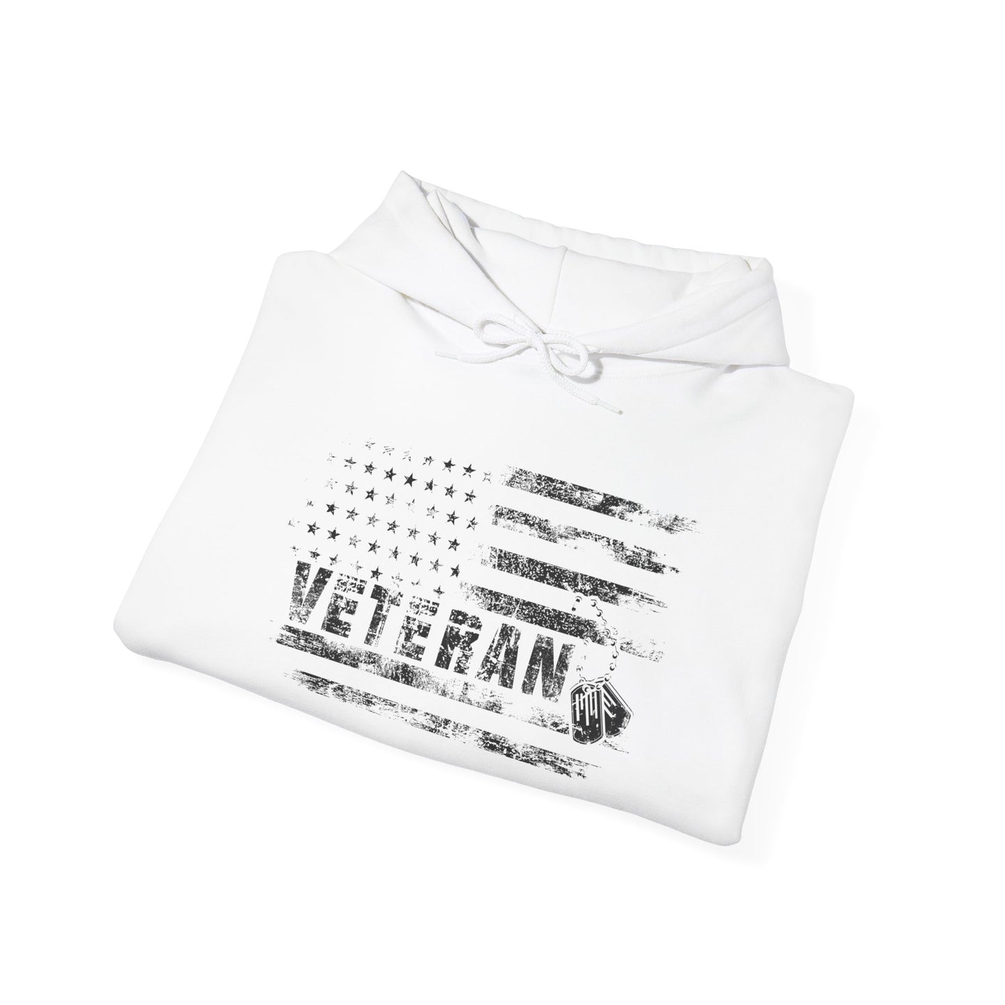 Veteran White Hoodie (black logo)