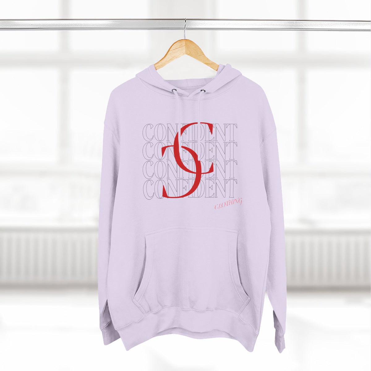 0.1 Confident Clothing Casual Minimalist Red Letter Graphic Fleece Hoodie