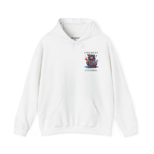 (Unisex) Confident Clothing Luxury Hooded Sweatshirt Urban Bear Collection (I Stay Drip Bear black logo)